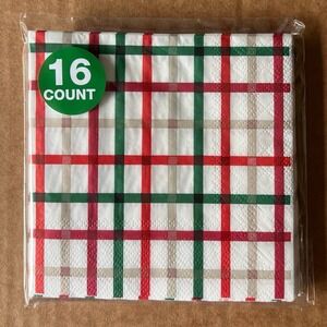 7 Pack Festive Voice Plaid Beverage Napkins 16 Count 2-Ply 9.84" (112 Total)